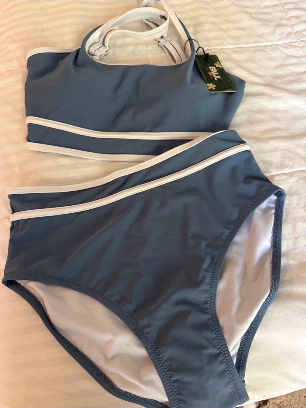 Bathing Suit by BMJL Blue Two-Piece Bikini Set with White Trim